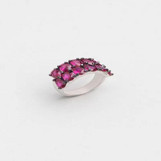 Silver Design Created Ruby Stone 925 Sterling Ring